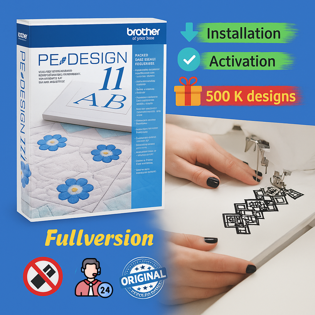 PE Design 11 Embroidery Software – Full Version, 500K Designs Digital Download Windows 10/11